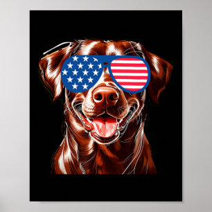 Schokolade Labrador Hund American Flag Patriotic 4 Poster