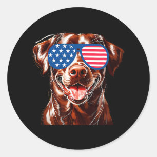Schokolade Labrador Hund American Flag Patriotic 4 Runder Aufkleber