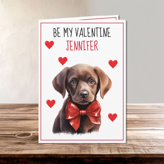 Schokolade Labrador Hund I Woof You Valentine Karte (Von Creator hochgeladen)