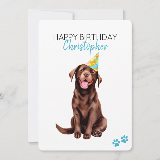 Schokolade Labrador Hund Personalisiert Happy Birt Karte (Vorderseite)