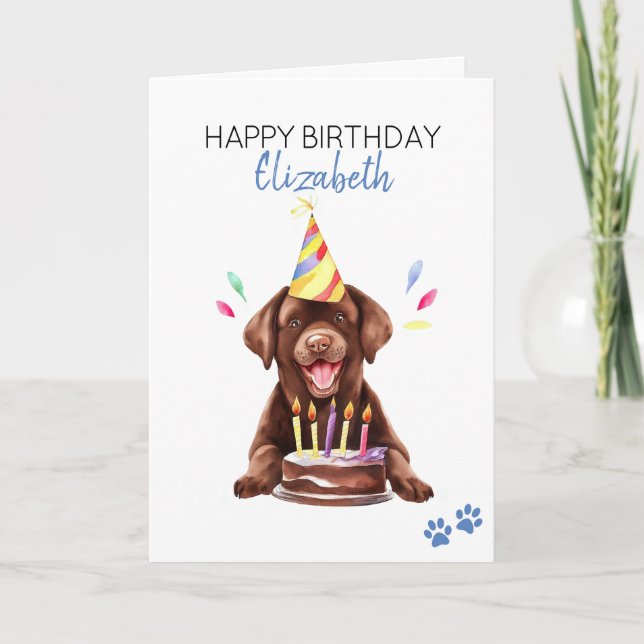 Schokolade Labrador Hund Personalisiert Happy Birt Karte (Vorderseite)