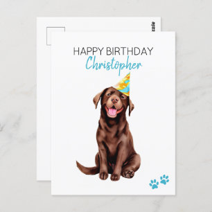 Schokolade Labrador Hund Personalisiert Happy Birt Postkarte