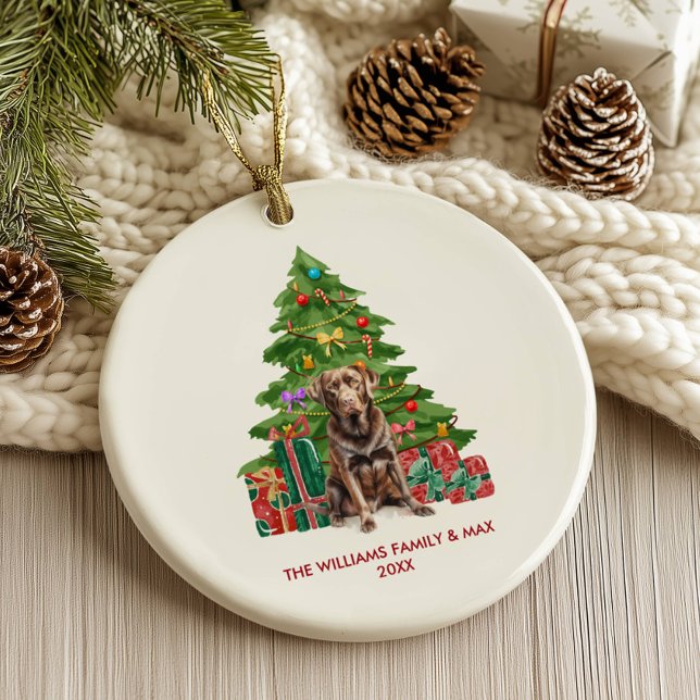 Schokolade Labrador Hund Personalisiert Weihnachte Keramik Ornament (Von Creator hochgeladen)