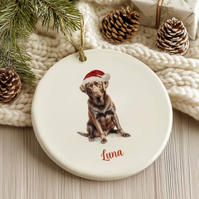 Schokolade Labrador Hund Personalisiert Weihnachte Keramik Ornament (Von Creator hochgeladen)