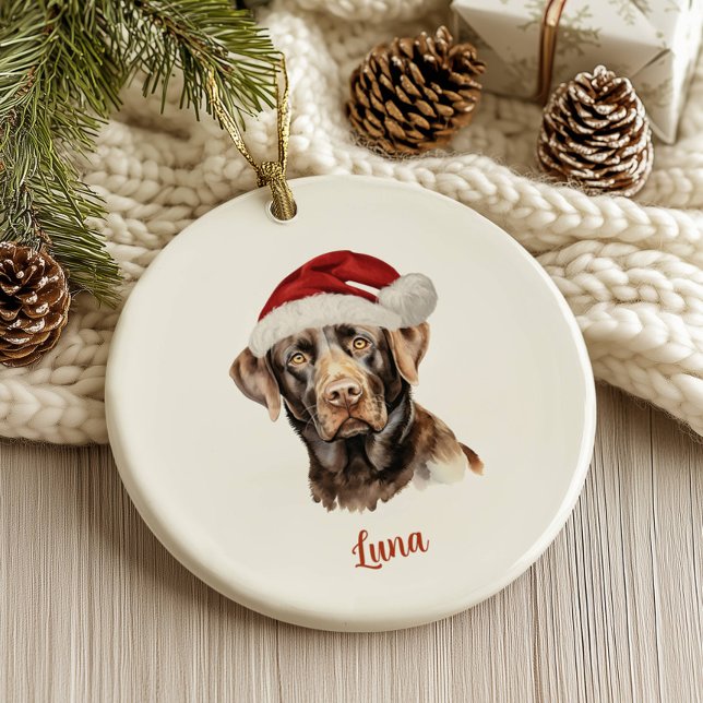 Schokolade Labrador Hund Personalisiert Weihnachte Keramik Ornament (Von Creator hochgeladen)