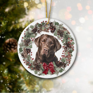 Schokolade Labrador Hund Pinecone Personalisiert Keramik Ornament
