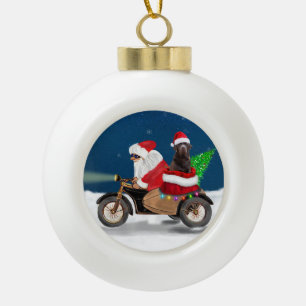 Schokolade Labrador Hund Weihnachtsmann Keramik Kugel-Ornament