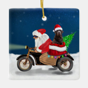 Schokolade Labrador Hund Weihnachtsmann Keramikornament