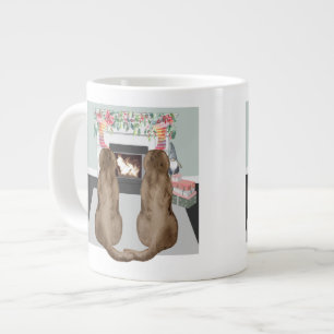 Schokolade Labrador Hunde Weihnachts Feuerplatz Sz Jumbo-Tasse