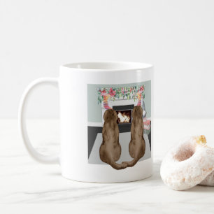 Schokolade Labrador Hunde Weihnachts Feuerplatz Sz Kaffeetasse
