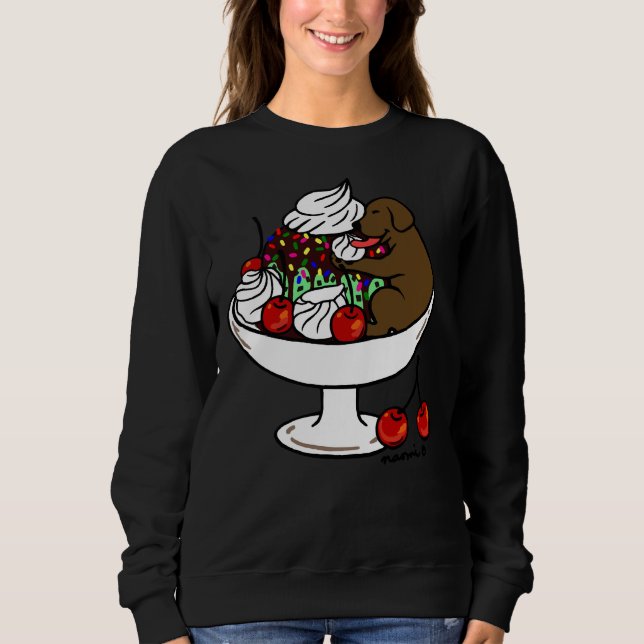 Schokolade Labrador Ice Cream Sundae Sweatshirt (Vorderseite)