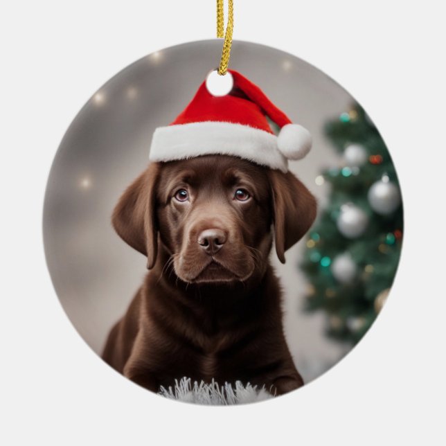 Schokolade Labrador Keramik Ornament (Vorne)