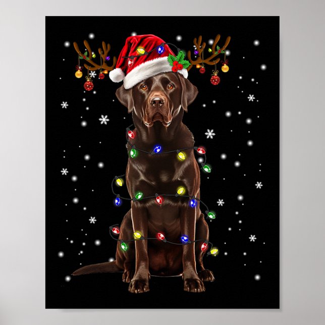Schokolade Labrador Labrador Weihnachtsbaum Light  Poster (Vorne)