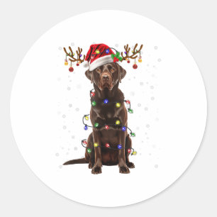 Schokolade Labrador Labrador Weihnachtsbaum Light Runder Aufkleber