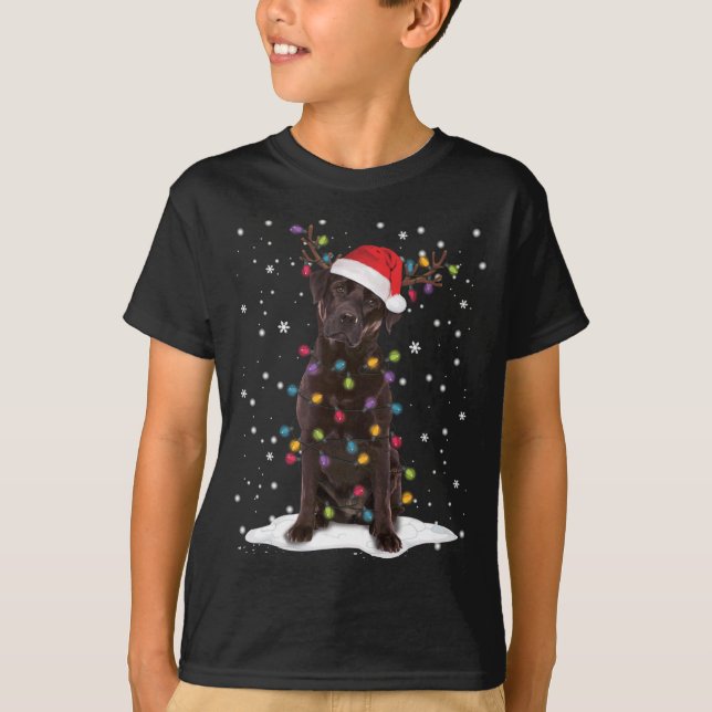 Schokolade Labrador Labrador Weihnachtsbaum Light  T-Shirt (Vorderseite)