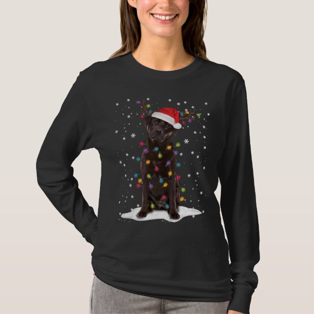 Schokolade Labrador Labrador Weihnachtsbaum Light  T-Shirt (Vorderseite)