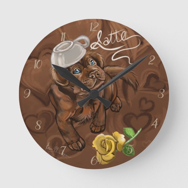 Schokolade Labrador Latte Runde Wanduhr (Vorderseite)