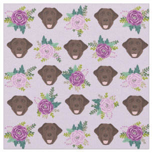 Schokolade Labrador lila Blumenmuster Stoff