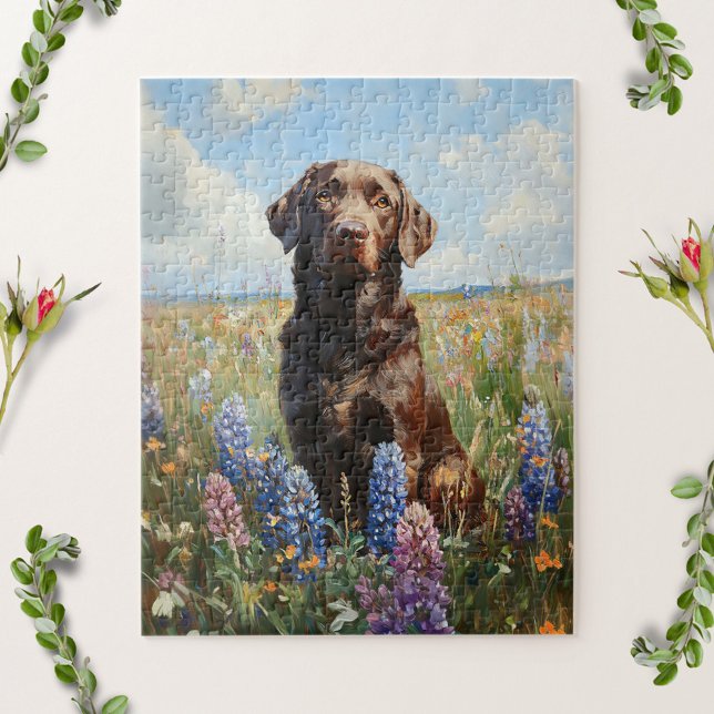 Schokolade Labrador Lupine Blume Puzzle (Von Creator hochgeladen)