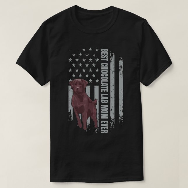 Schokolade Labrador Mama American Flag Brown Labra T-Shirt (Design vorne)