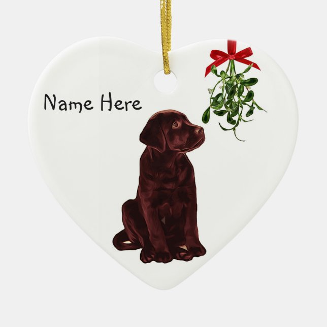 Schokolade Labrador Mistletoe Weihnachtsschmuck (Vorne)