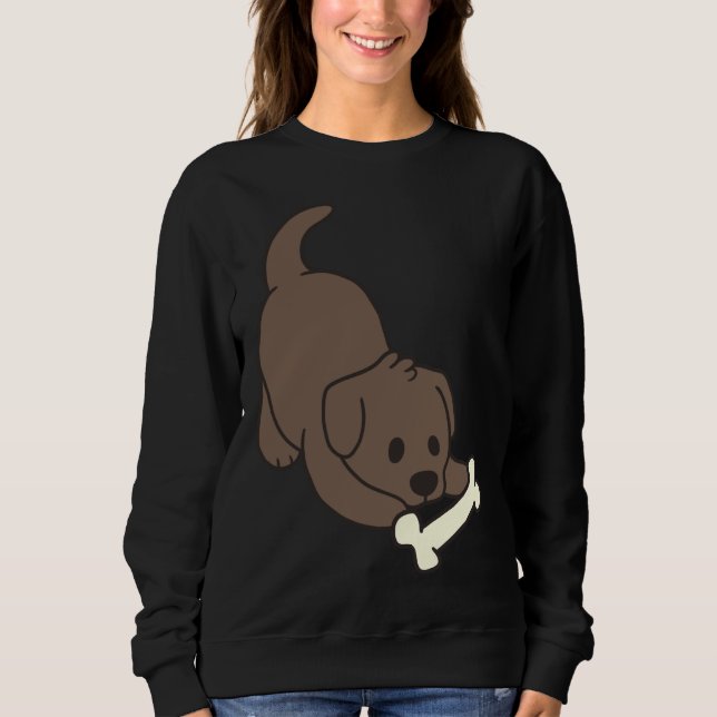 Schokolade Labrador mit Knochen Sweatshirt (Vorderseite)