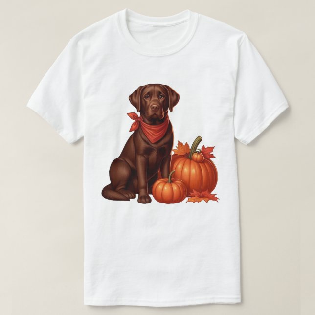 Schokolade Labrador mit Red Bandana von Pumpkins T-Shirt (Design vorne)