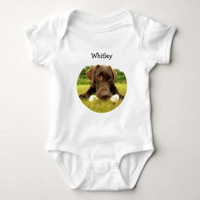Schokolade Labrador Personalisiert Baby Bodysuit Baby Strampler (Vorderseite)