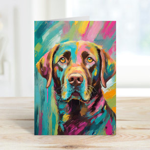 Schokolade Labrador Portrait Farbenfrohe Abstrakte Karte