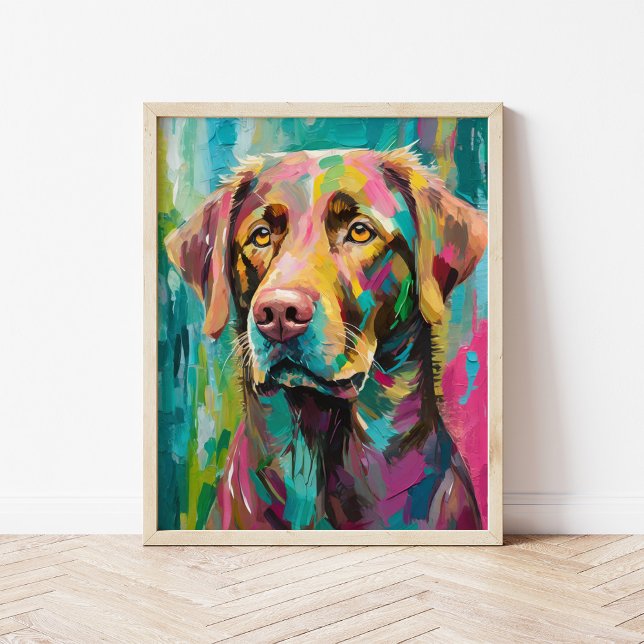 Schokolade Labrador Portrait Farbenfrohe Abstrakte Poster (Von Creator hochgeladen)
