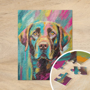 Schokolade Labrador Portrait Farbenfrohe Abstrakte Puzzle