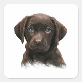 Schokolade Labrador Quadratischer Aufkleber