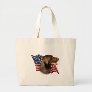 Schokolade Labrador Retriever American Flag Jumbo Stoffbeutel