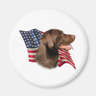 Schokolade Labrador Retriever American Flag Magnet