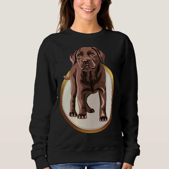 Schokolade Labrador Retriever auf einer weißen Gol Sweatshirt (Vorderseite)