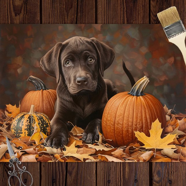 Schokolade Labrador Retriever Autumn Decoupage Seidenpapier (Von Creator hochgeladen)