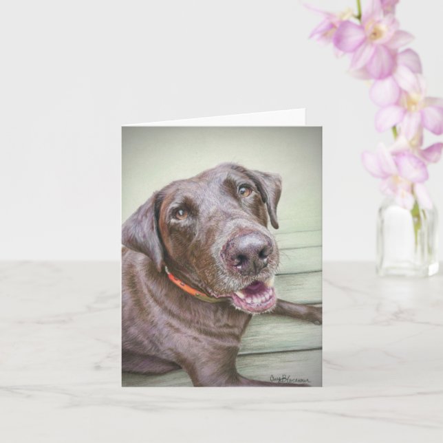 Schokolade Labrador Retriever Blankonotecard Karte (Orchidee)