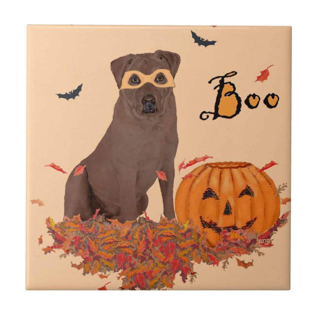 Schokolade Labrador Retriever Boo! Fliese (Vorderseite)