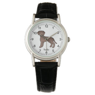 Schokolade Labrador Retriever Cartoon Dog & Name Armbanduhr