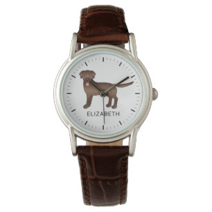 Schokolade Labrador Retriever Cartoon Dog & Name Armbanduhr