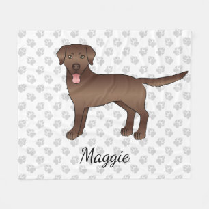 Schokolade Labrador Retriever Cartoon Dog & Name Fleecedecke
