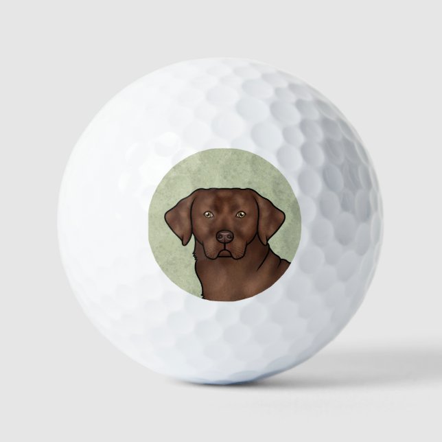 Schokolade Labrador Retriever Cartoon Head Golfball (Vorderseite)