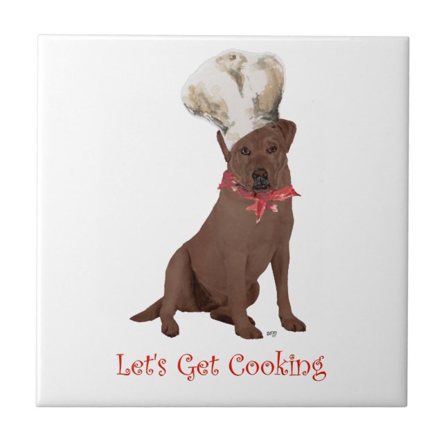 Schokolade Labrador Retriever Cooking Fliese (Vorderseite)