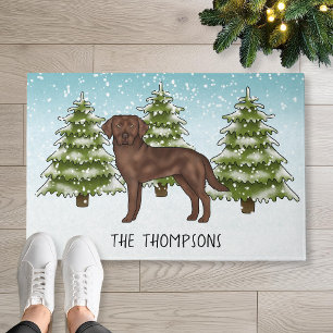 Schokolade Labrador Retriever Custom Blue Christma Fußmatte