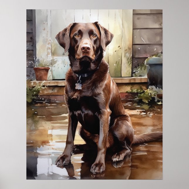 Schokolade Labrador Retriever Dog Art Print Poster (Vorne)