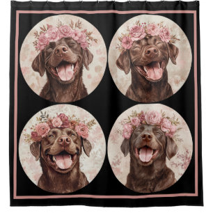 Schokolade Labrador Retriever Dog Black Pink Duschvorhang