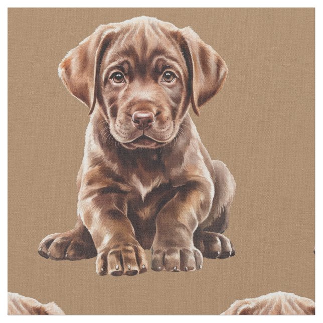 Schokolade Labrador Retriever Dog Fabric Stoff (Nahaufnahme)