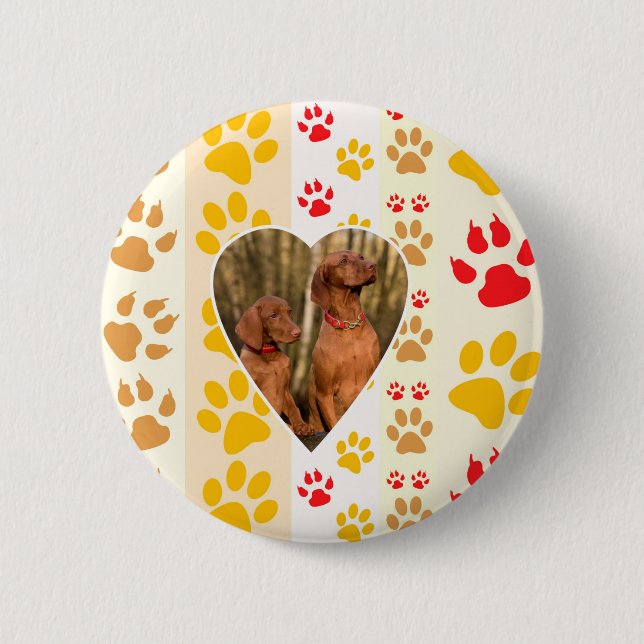 Schokolade Labrador Retriever Dog Hearts Paw Print Button (Vorderseite)