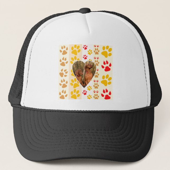 Schokolade Labrador Retriever Dog Hearts Paw Print Truckerkappe (Vorderseite)