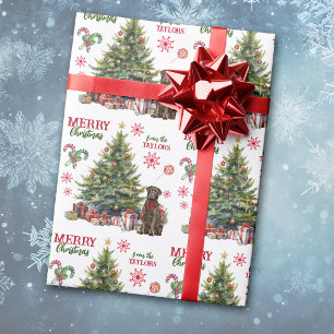 Schokolade Labrador Retriever Dog Holiday Tree Geschenkpapier